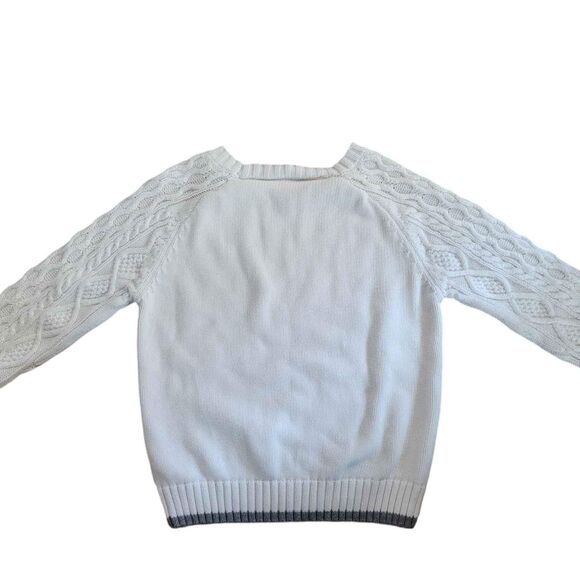 Boys Size 5 Carter's Cream and Gray Cable Knit Sweater - Picture 3 of 4